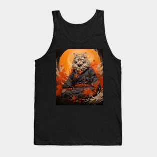 Cat - Japanese Art Japan Martial Arts - Mountain Sun Wave Tank Top